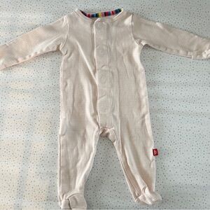 magnetic Me Cozy pink and white stripe footies